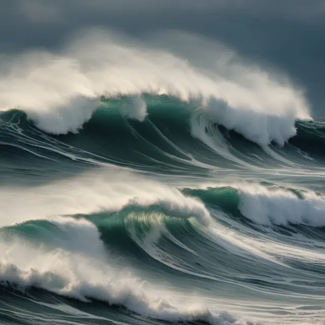 A metaphorical depiction of market anomalies represented by waves (anomalous events) challenging the efficient market hypothesis, with a focus on the January effect