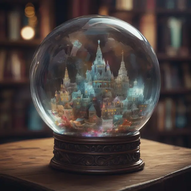 A crystal ball filled with shimmering market anomalies, illustrating their elusive yet powerful presence in finance
