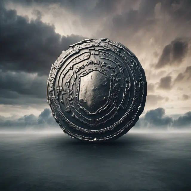 An investor holding a shield emblazoned with anti-dilution provisions, fending off new shares being issued in the form of raindrops