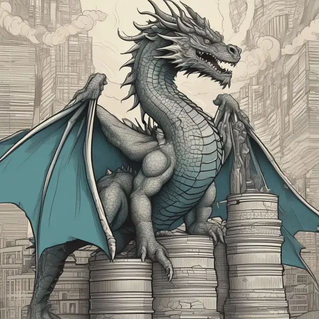 A protective dragon shields investor stakes against equity dilution, represented by FAQ questions engraved on its scales.