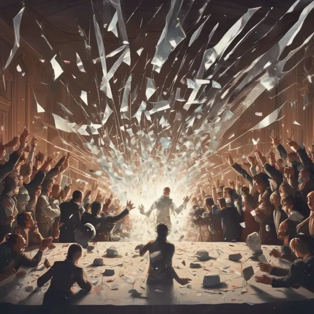 An individual breaks a delicate crystal contract, emphasizing an absolute intent to breach.