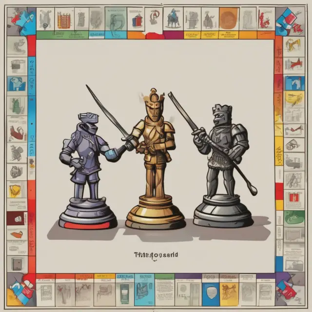 Two opposing knight figures on a monopoly board, symbolizing antitrust authorities