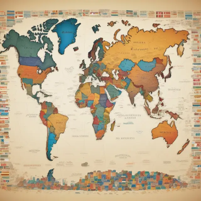 World map showcasing various countries as jigsaw pieces representing their distinct antitrust regulations, with the United States as a golden piece signifying its influence.