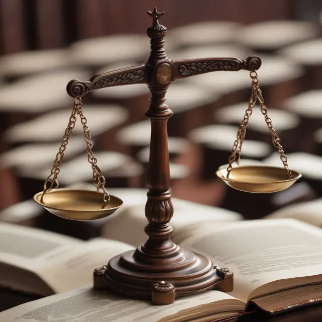 Scales balanced on a book of federal laws represent U.S. federal appellate courts, deciding on fair judgements through appeal processes.