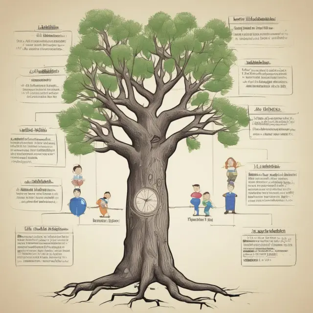 A family tree with roots connected to an interest rate chart, symbolizing the significance of adhering to Applicable Federal Rates (AFR) in family loans to avoid potential tax consequences.
