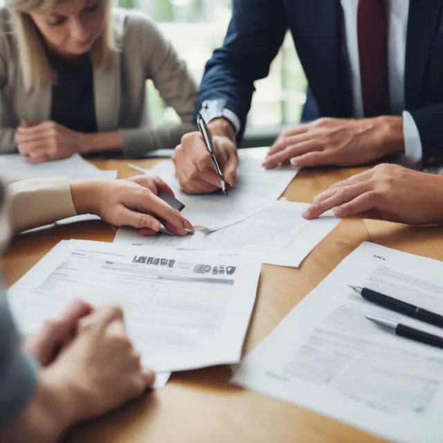 Two family members discussing loan terms over papers while the IRS logo hovers above them