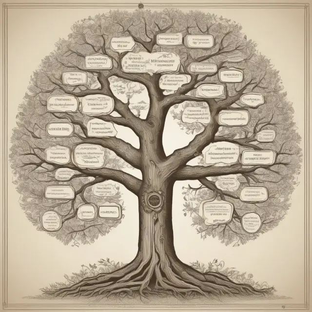 Visualization of a family tree with branches representing short-, mid- and long-term AFRs. Branches grow as rates change.