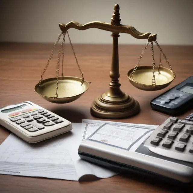 An appraiser holding scales with weights representing homes, jewelry, fine art, and insurance policies.