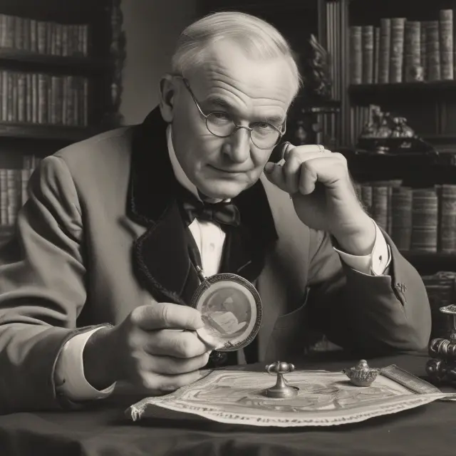 Appraiser examining antique with magnifying glass; revealing value, history, authenticity