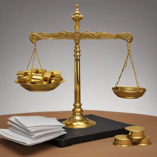Golden scales show an increase in asset value (appreciation) impacting accounting records