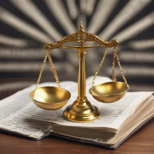 A golden scale balances a stack of papers representing the budget book with an open ledger symbolizing appropriation accounts