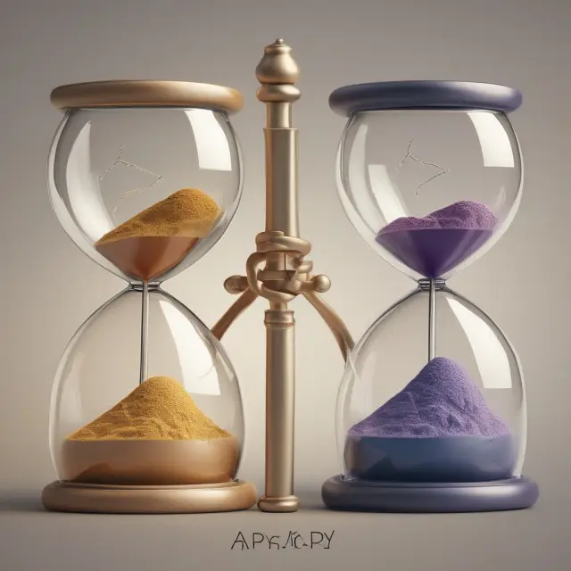 Side-by-side comparison of APR hourglass representing time and cost, and APY hourglass illustrating compound interest