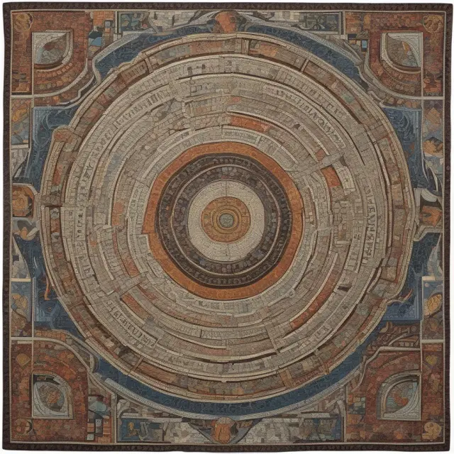 A visually appealing image of an intricate mosaic representing the Arbitrage Pricing Theory with various macroeconomic factors weaved in