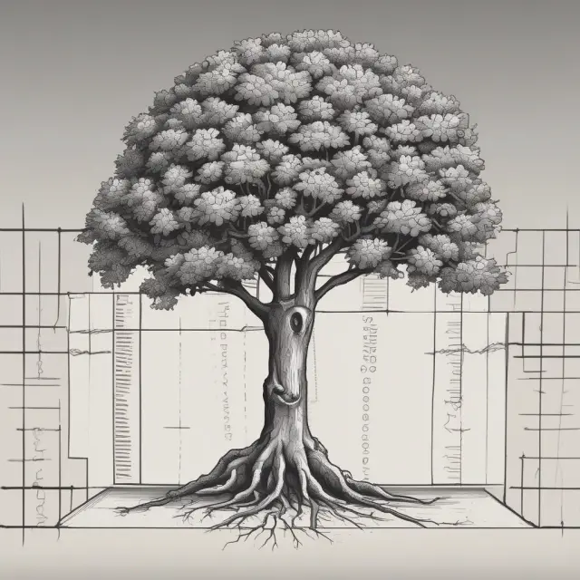 Financial scroll: Unlevered tree signifies firm value, while debt