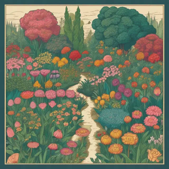 An image of a beautiful garden filled with various flowers, each symbolizing an investment type that blooms at different rates, reflecting compounding frequency and growth potential.