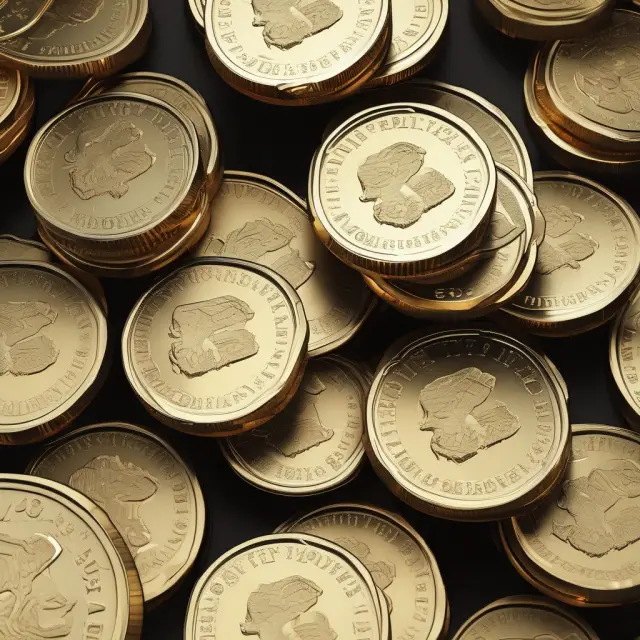 Time-lapse visualizing monthly compounding effect on investment growth. Gold coins stack up symbolizing increased value.