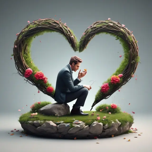 An intellectually stimulating garden with an emotional heart symbolizing the balance between emotional and intellectual approaches to advertising