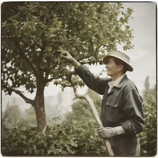 A gardener caring for a blooming tree, symbolizing a business nurturing its advertising budget for maximum return on investment.