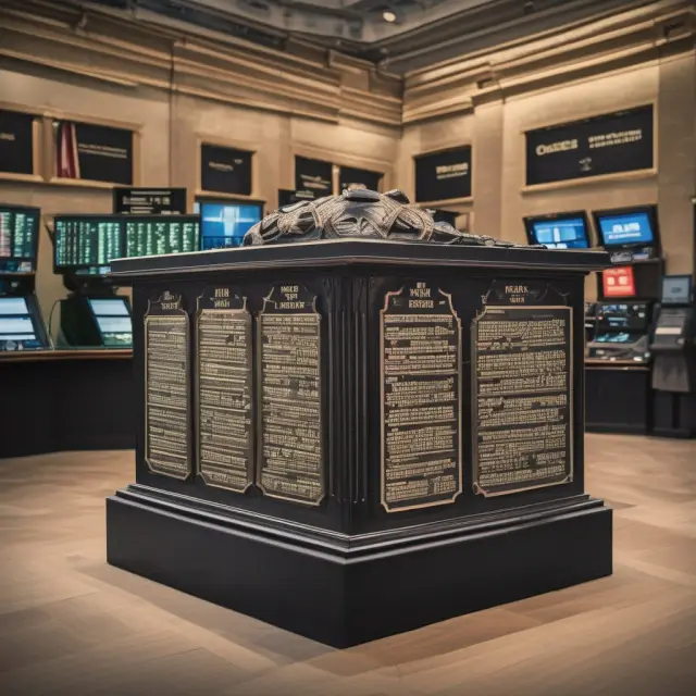An open time capsule filled with parchment scrolls and historic NYSE American exchange symbols, symbolizing the rich history of small-cap stocks on the NYSE American exchange