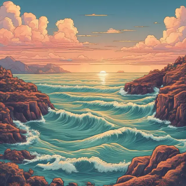 An image of waves representing taxpayer income and a person calmly calculating estimated taxes using the annualized income installment method