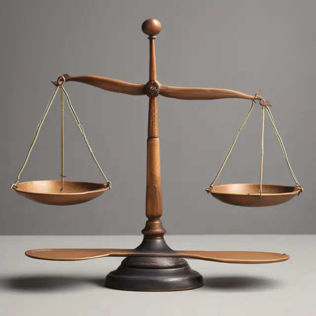 An F-statistic balance scale with difference between groups represented by weights, tipping towards significant differences