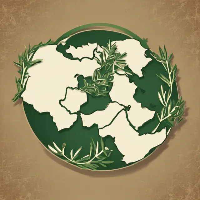 Olive branches symbolizing unity, forming an image of the Arab League and its member countries