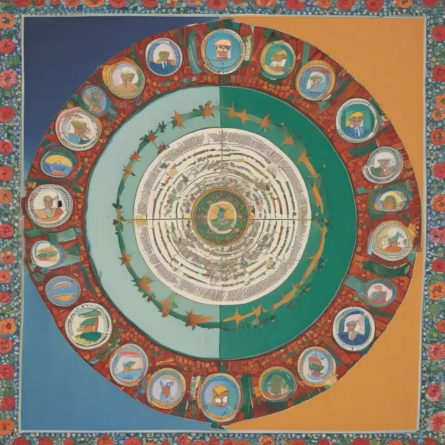 Colorful tapestry featuring the flags of Arab League members and observers, emphasizing their interconnectivity and collective strength