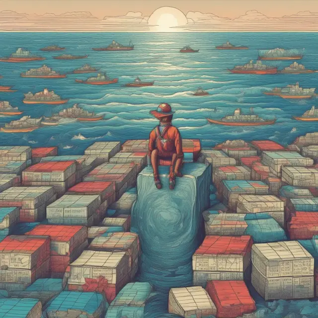 Arbitrage trader sailing on a metaphorical sea, identifying and seizing market inefficiency opportunities