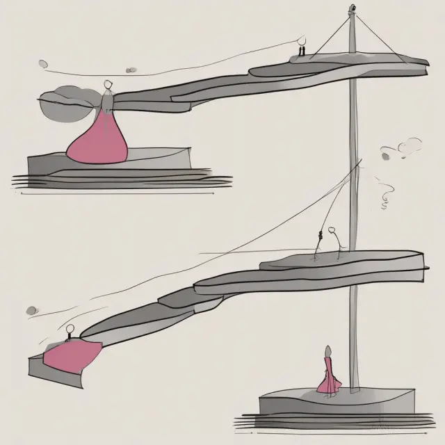 Seesaw with weights representing arithmetic and geometric means, showcasing the difference in their calculation methods for financial analysis