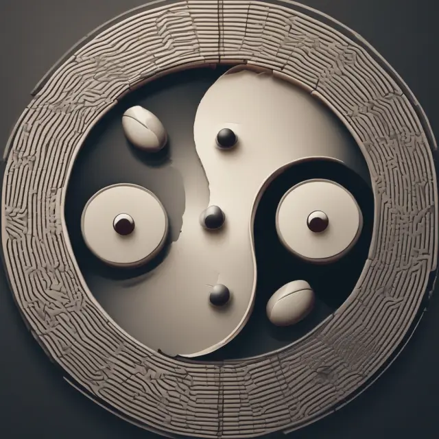 A yin-yang scale illustrating the benefits (yin) and drawbacks (yang) of adjustable-rate mortgages.