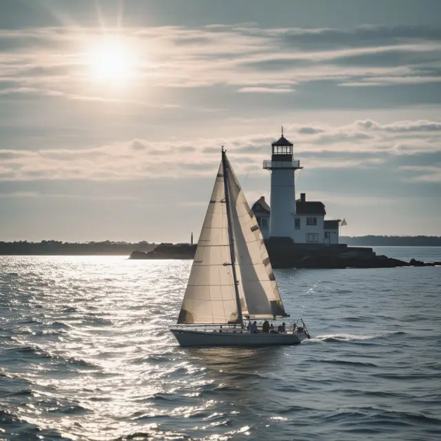 A person on a boat navigating through tranquil waters, guided by a beacon of knowledge - their lender (as a lighthouse) in preparation for rate changes on an adjustable mortgage.