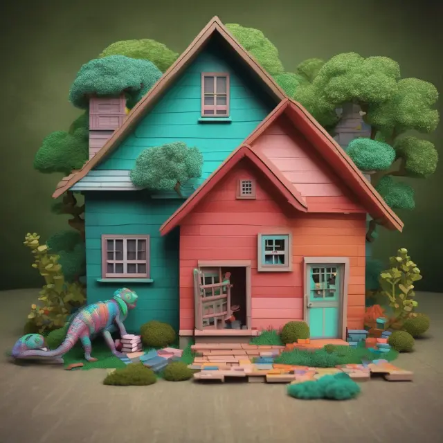 A chameleon shifting colors represents an adjustable-rate mortgage (ARM), changing interest rates to reflect market conditions