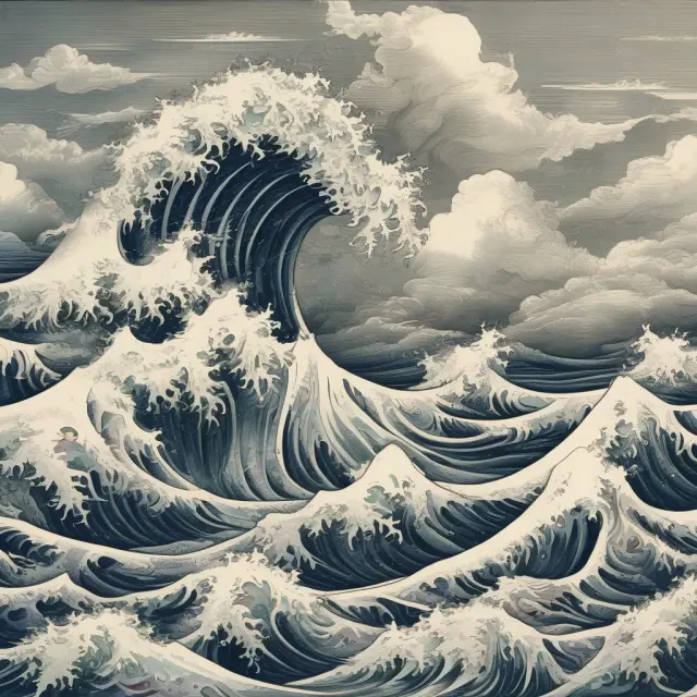 TRIN sailboat navigating through advancing issues and volume waves, reflecting changing market sentiment