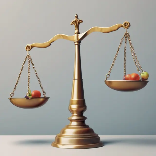 Two scales balanced at arm