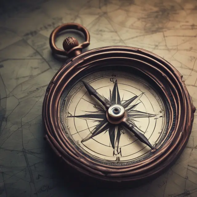 An Aroon indicator with a compass, symbolizing trend navigation in portfolio management