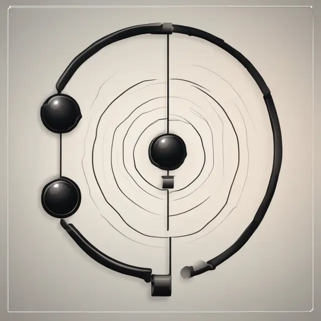 Two interconnected circles symbolizing Aroon Up and Down in the Aroon Oscillator, representing trend changes based on highs and lows