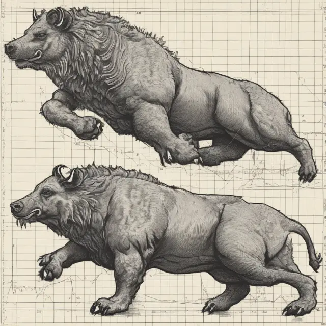 Bullish Aroon Up symbolically crossing over bearish Aroon Down in an oscillator chart