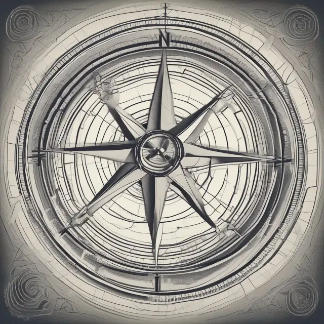 A compass with ARPU at its center, surrounded by dynamic forces like 5G, streaming wars, personalization, regulation, indicating the future direction of revenue growth in media and telecom industries