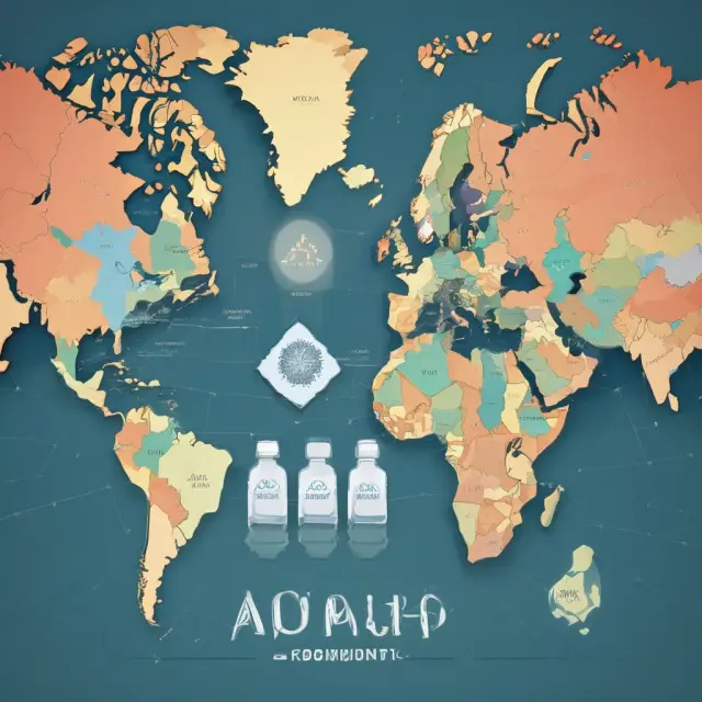 Vaccine vials forming ADB logo, representing Asian Development Bank