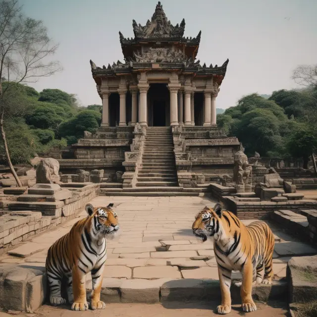 Thailand, Indonesia, and South Korea symbolically rebuild ornate temples on the ruins of their economies, representing economic recovery and resilience following the Asian financial crisis.