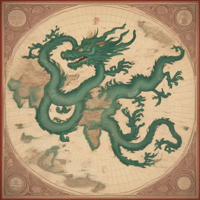 An image of a jade dragon and phoenix perched on a detailed Asian map representing the Chinese-led AIIB