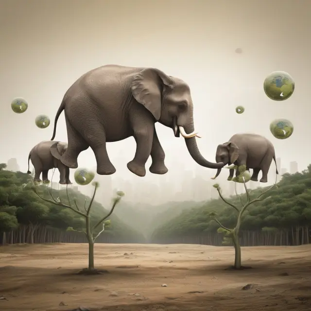 An Asian Infrastructure Investment Bank (AIIB) elephant carrying ESG balls represents the bank