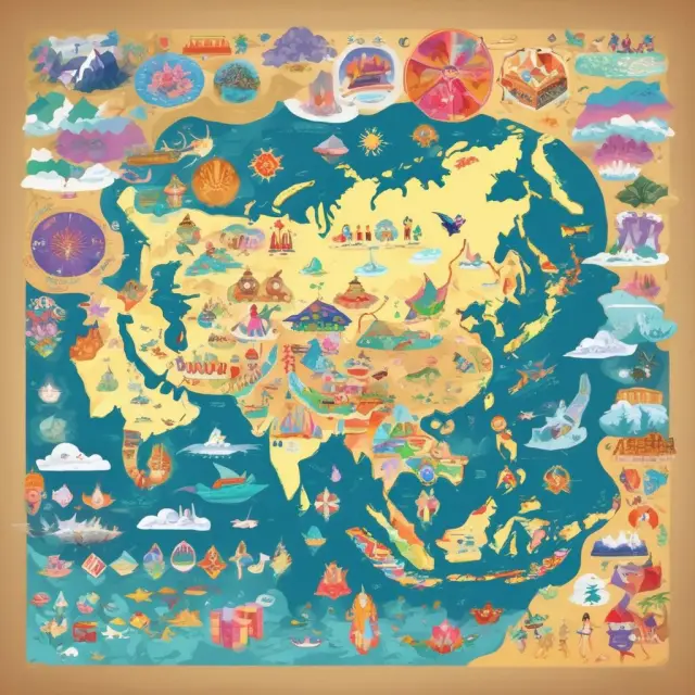 Map illustrating various gemstones representing APEC sub-groups (gender, IP rights, emergency preparedness) fostering growth in the Asia-Pacific region