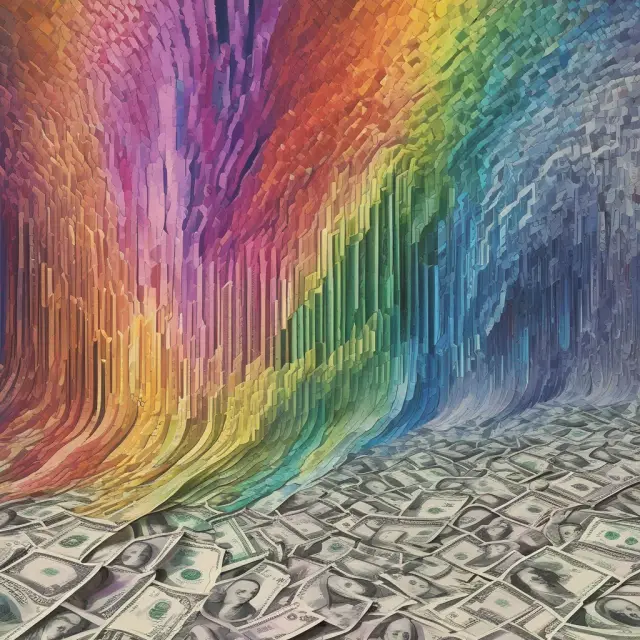 Image: A colorful gradient representing the difference in bid-ask spreads for stock, currency, and banknote markets. Labeled sections illustrate the factors influencing their widths.