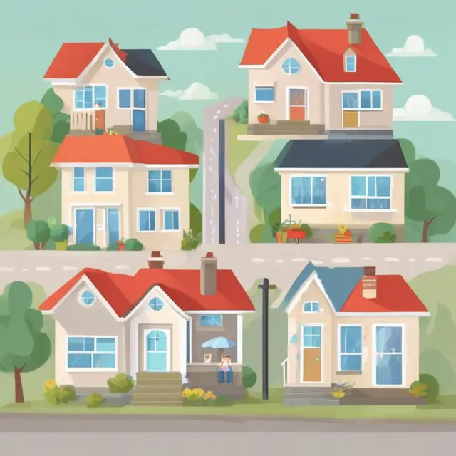 Three balancing scales representing factors affecting property assessments: home condition, location, and ownership status