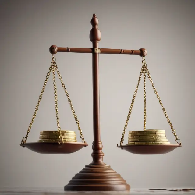 A balance scale with an assessed value pendulum swinging between homeowners