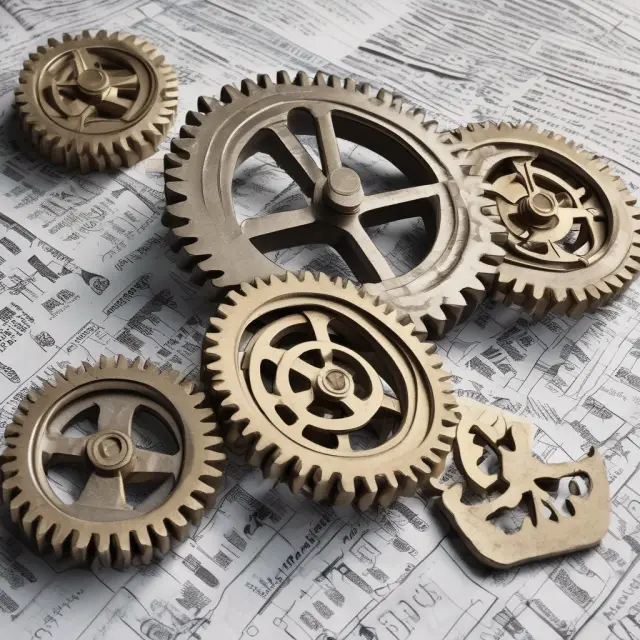 A vintage clockwork illustrating the intricate process of calculating personal property taxes through gears, symbolizing the diverse methods and jurisdictional differences.