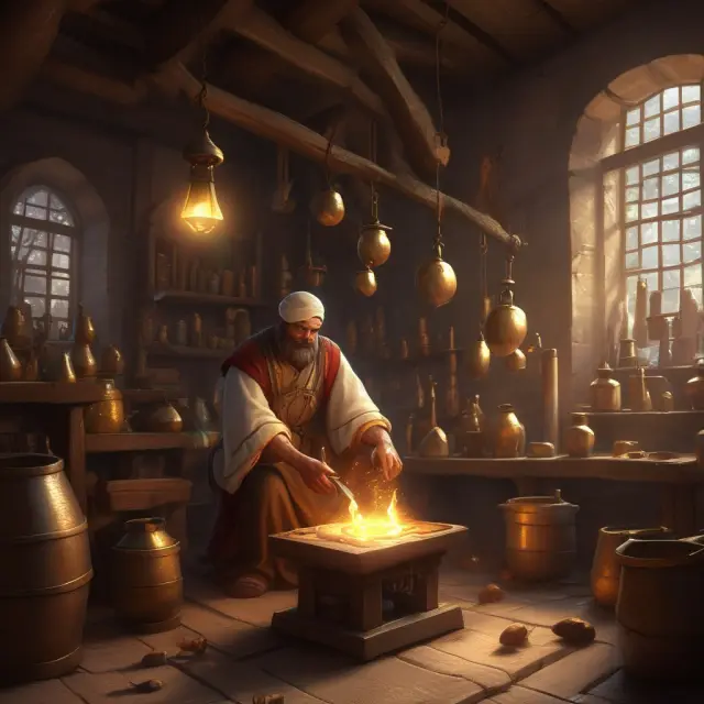 Alchemist transforms loans into gold, illustrating asset-backed securities.
