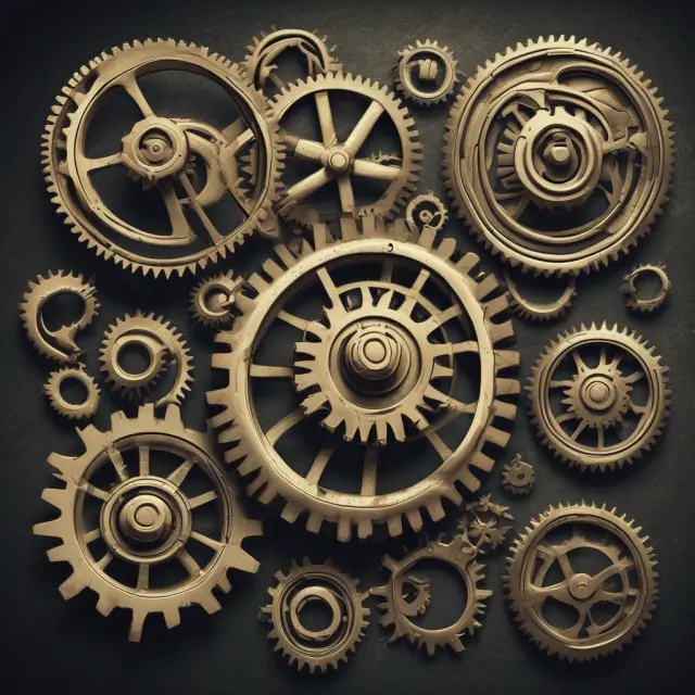 A clock with gears representing assets and liabilities, the timing between them crucial for financial stability.