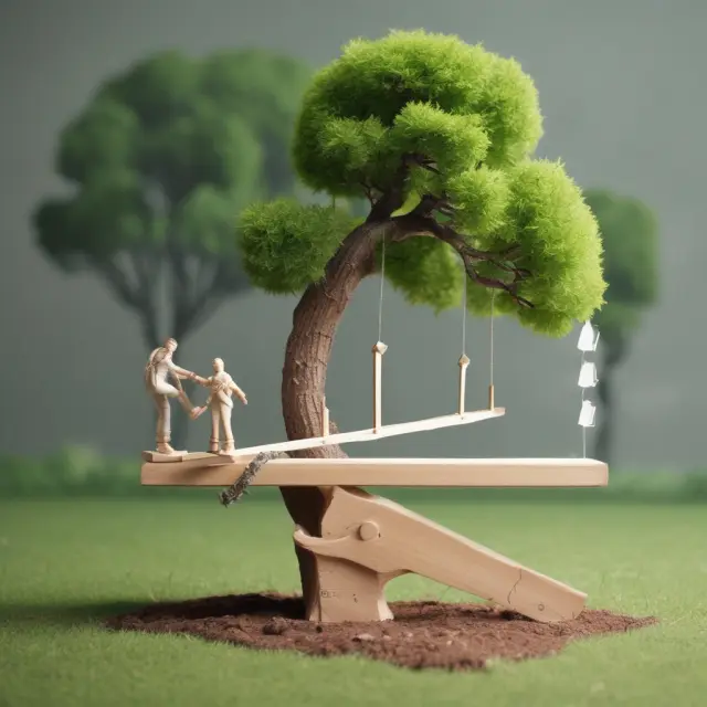 See-saw representing interest rate risk, with loans as weights on one side and deposits on the other, depicting balancing act for stable net interest margin